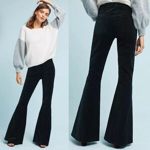 Citizens of Humanity CoH Angie Flared Velvet High Rise Pants Black Pinstripe 30